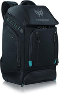 Acer PBG591 Predator Utility Gaming Backpack, Water Resistant and Tear Proof Travel Backpack Fits and Protects Up to 17.3' Predator Gaming Laptop, Black with Teal Accents