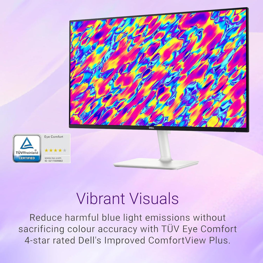 Dell S24 inch Monitor, LED FHD - 100Hz Refresh Rate 15001 Contrast Ratio, AMD FreeSync - VESA, 3H Hardness, Anti-Glare, 2 x HDMI, Ash White