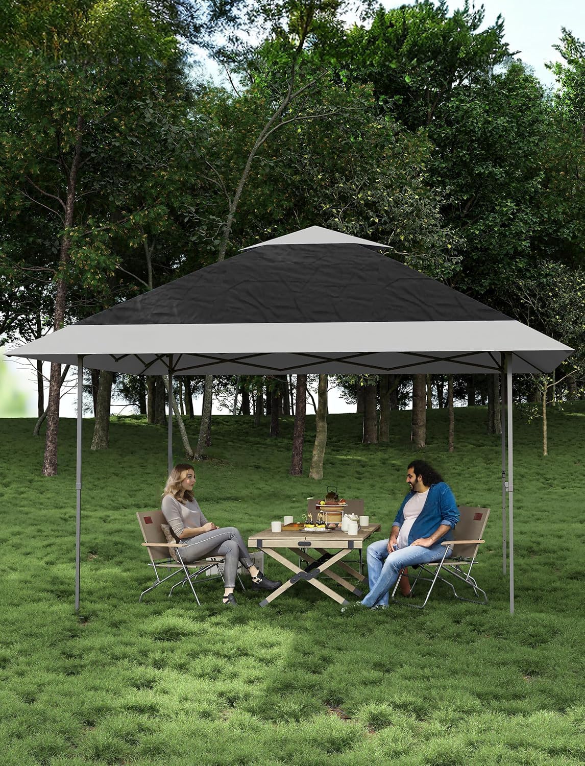 Garvee 12x12 ft Pop Up Gazebo,Canopy Tent on Clearance,Outdoor Patio Gazebo,Tent for Party,Wedding,Outdoor Dining,Backyard(Dark Grgy+Light Grey)