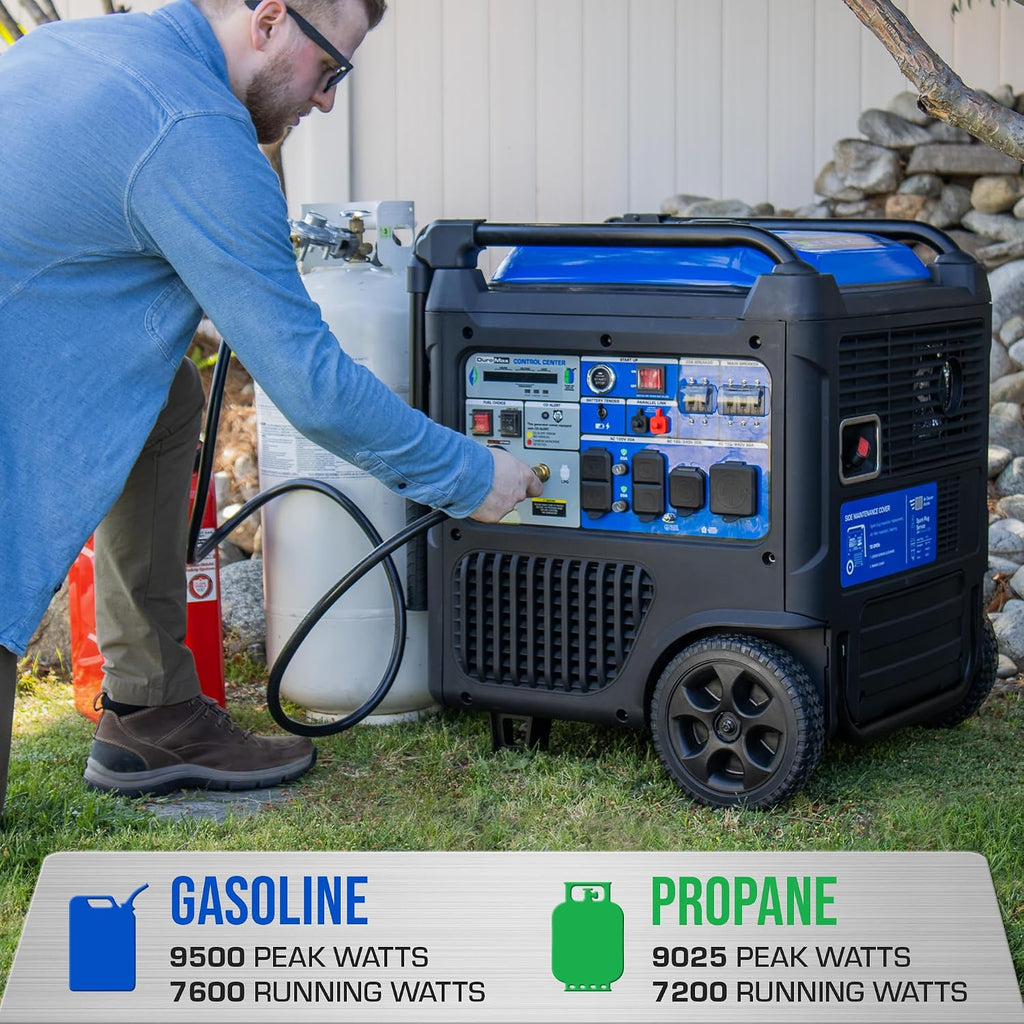 DuroMax XP9500iH 9,500-Watt Dual Fuel Portable Digital Inverter Generator - Gas & Propane, Remote Electric Start, RV & Emergency Ready