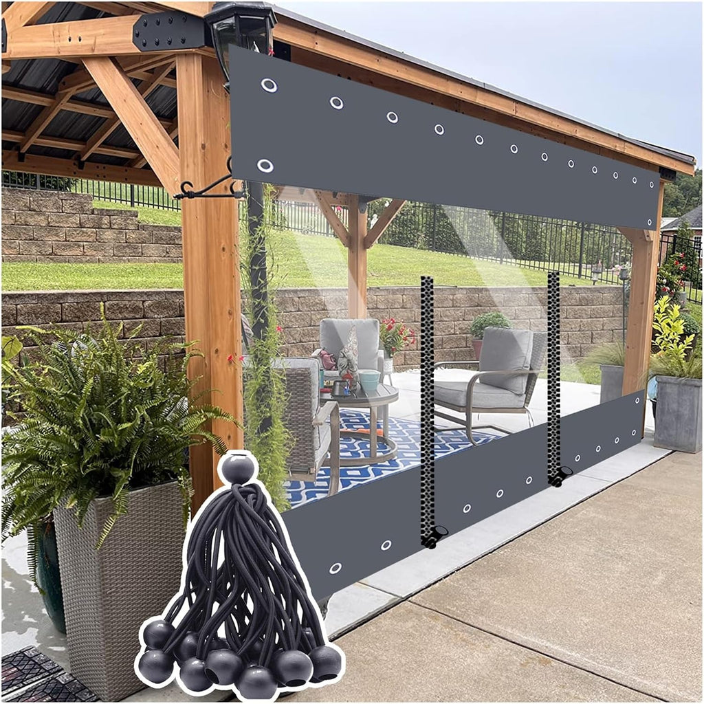 Waterproof Pergola Side Panels with Zipper and Eyelets, Outdoor Vinyl Curtain Transparent Waterproof Tarpaulin Panel for Patio, Pergola, Porch, Gazebos Partition Curtain HSYFdy (Size : 10'wx7'h(3 x2.