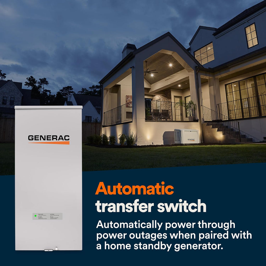 Generac Next Gen 150 Amp Automatic Generator Transfer Switch, Open Transition, Service Rated, Factory-Installed Whole-Home Surge Protection, Outdoor Enclosure