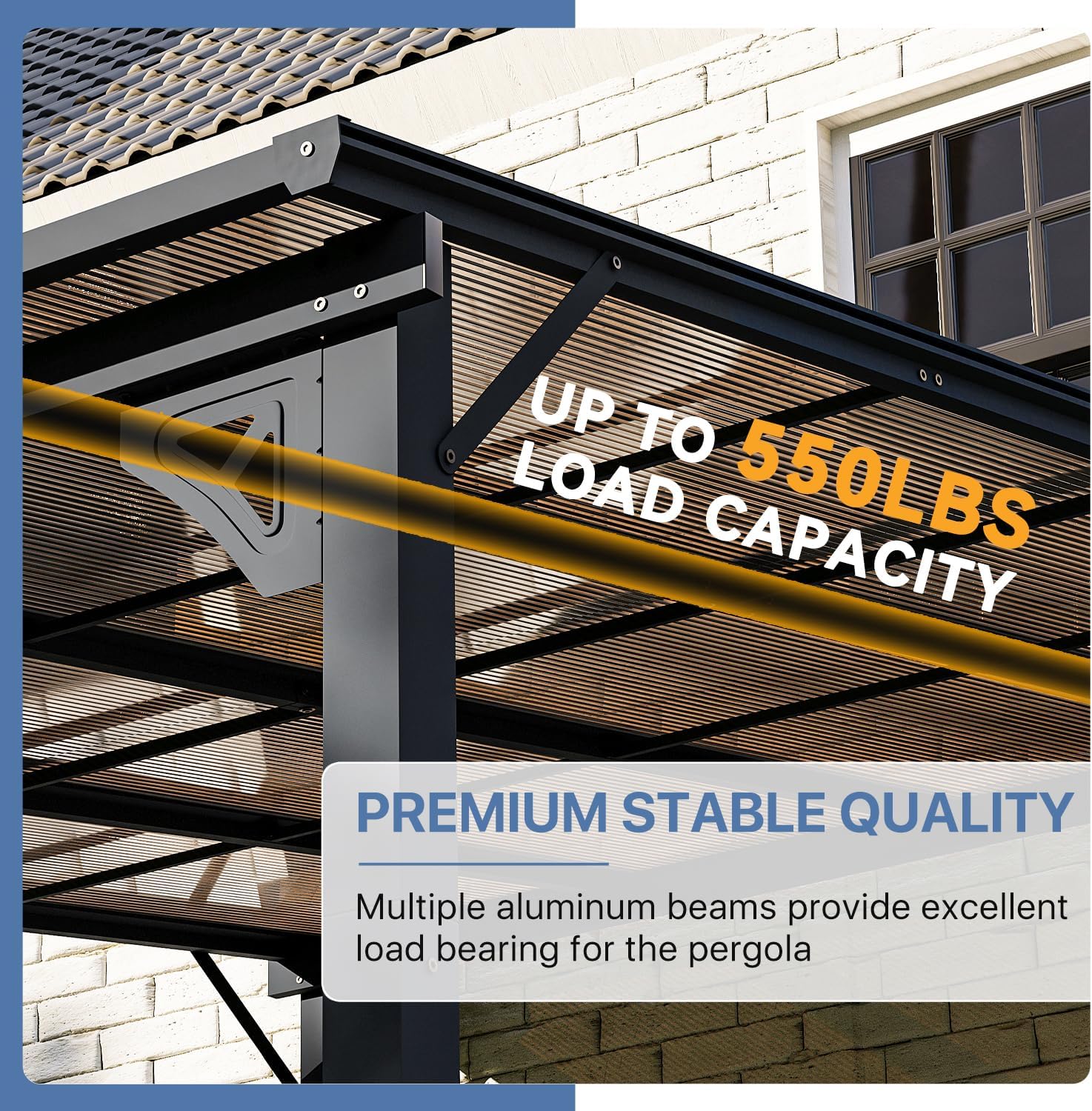 10' x 8' Gazebo for Patio, Gazebo Pergola with Sloped Roof, Large Wall-Mounted Heavy Duty Awnings, for Backyard, Deck, Patio