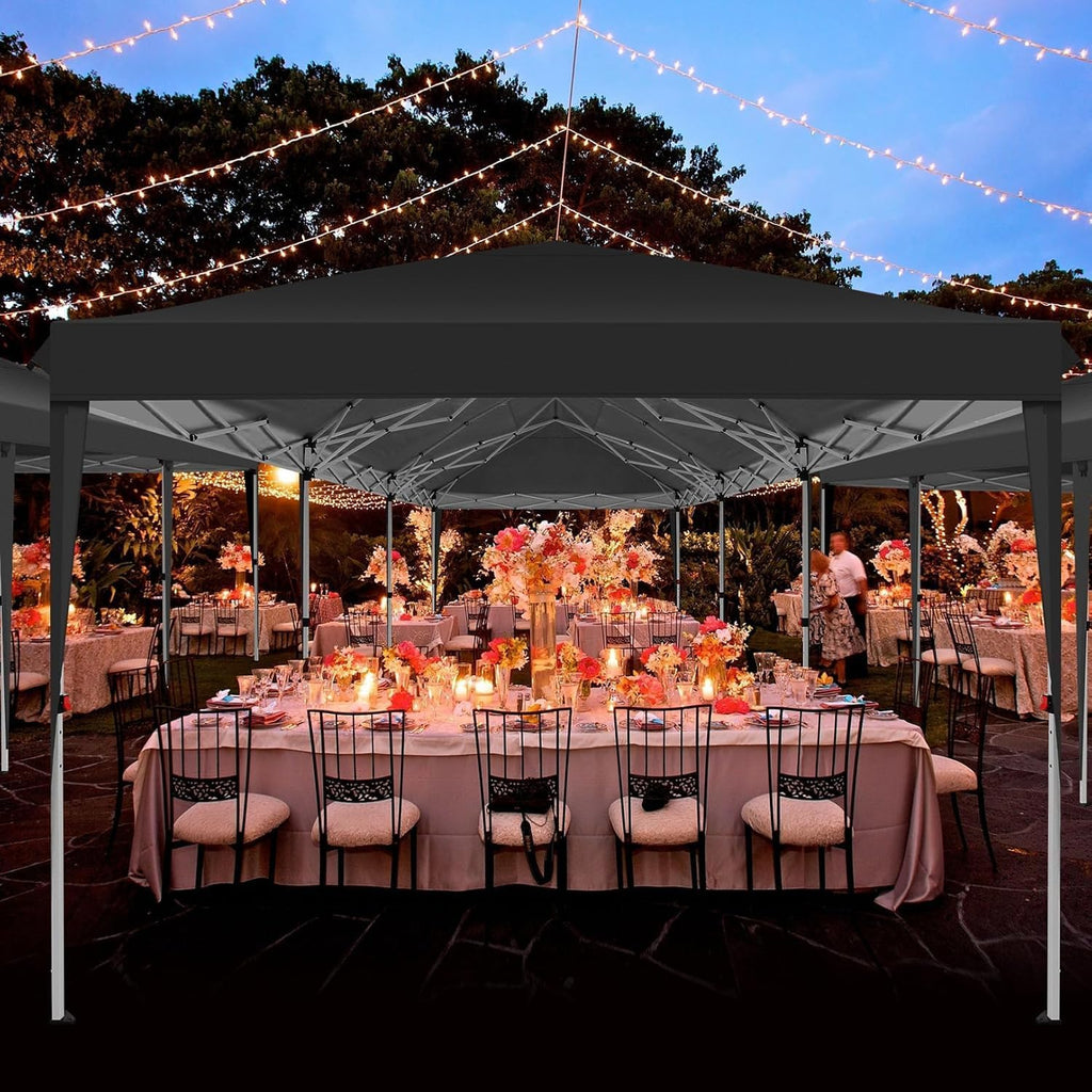 COBIZI 10x30 Pop Up Canopy Tent with 8 Sidewalls Party Tents for Parties Weddings Backyard Waterproof Commercial Instant Outdoor Events Tent with Stakes, Ropes,Sandbags（10 x 30 ft Black