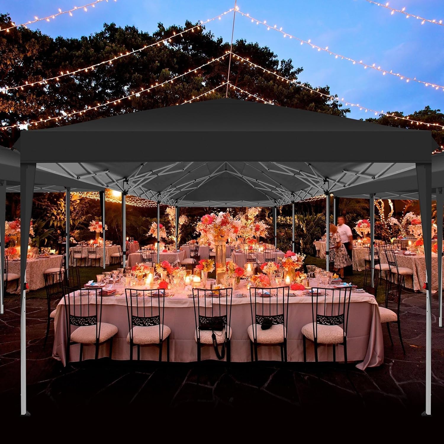 COBIZI 10x30 Pop Up Canopy Tent with 8 Sidewalls Party Tents for Parties Weddings Backyard Waterproof Commercial Instant Outdoor Events Tent with Stakes, Ropes,Sandbags（10 x 30 ft Black