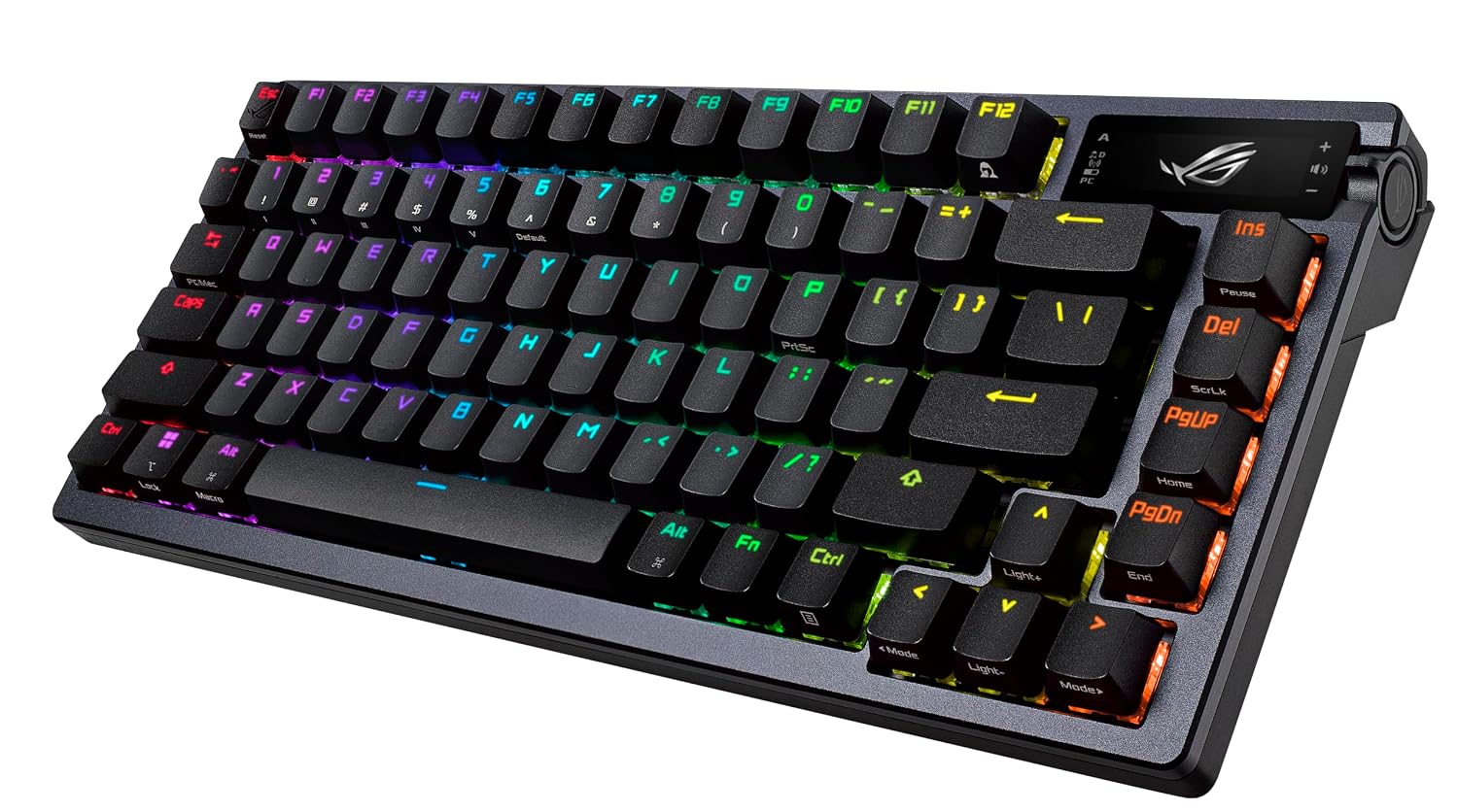 ASUS ROG Azoth Wireless Mechanical Gaming Keyboard – 75% TKL, Tri-Mode Connectivity, Hot Swappable Pre-lubed ROG NX Snow Linear Switches, PBT Keycaps, RGB, OLED Display, PC/Mac Support - Black
