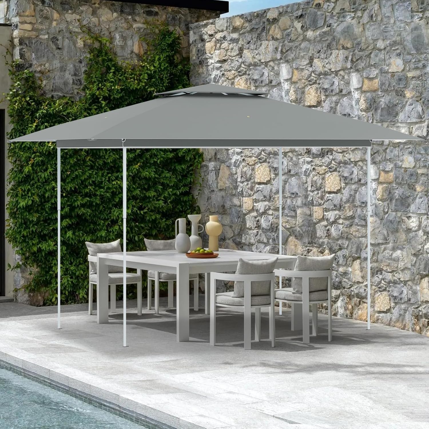 ECOTOUGE 13×13 Canopy Tent Instant Shelter Canopy with Carrying Roller Bag, Outdoor Party Gazebo with Waterproof and UV Resistant for Parties, Camping, Picnic (Dark Grey)