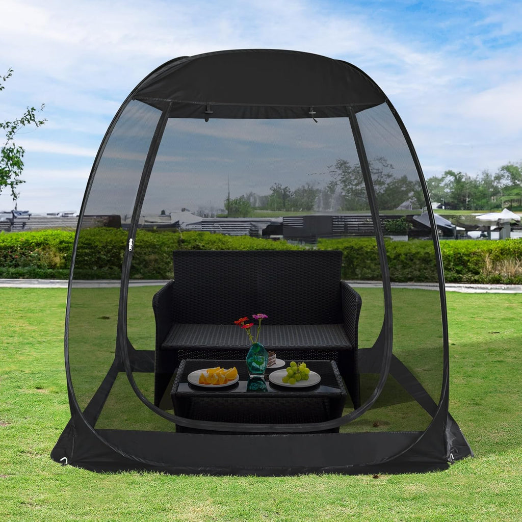 Alvantor® Pop Up Screen House, Outdoor Mosquito Mesh Tent with UV Resistant, Pop Up Canopy Easy Up, Foldable Screen Room for Camping,Backyard, Garden, Patio(Black, 6x6 FT)