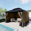 BPS 12' x 14' Gazebo Privacy Curtains with Double Zipper, 4-Panels Side Wall Universal Gazebo Side Panels Replacement for Patio, Outdoor Canopy, Garden and Backyard (Curtain Only)