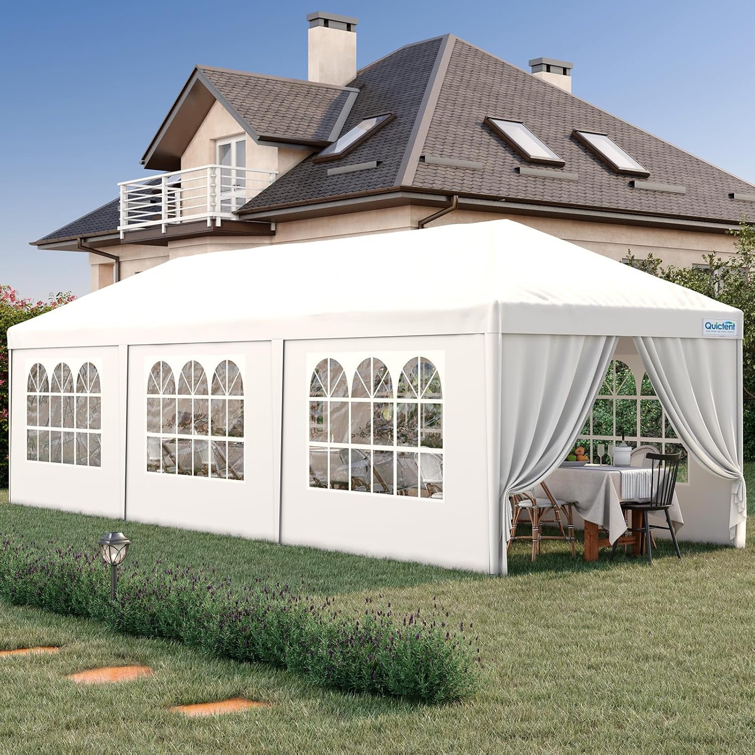 Quictent 10x30 Party Tent Gazebo Wedding Canopy Tent for Parties BBQ Shelter Pavilion with Removable Church Sidewalls & Elegant Church