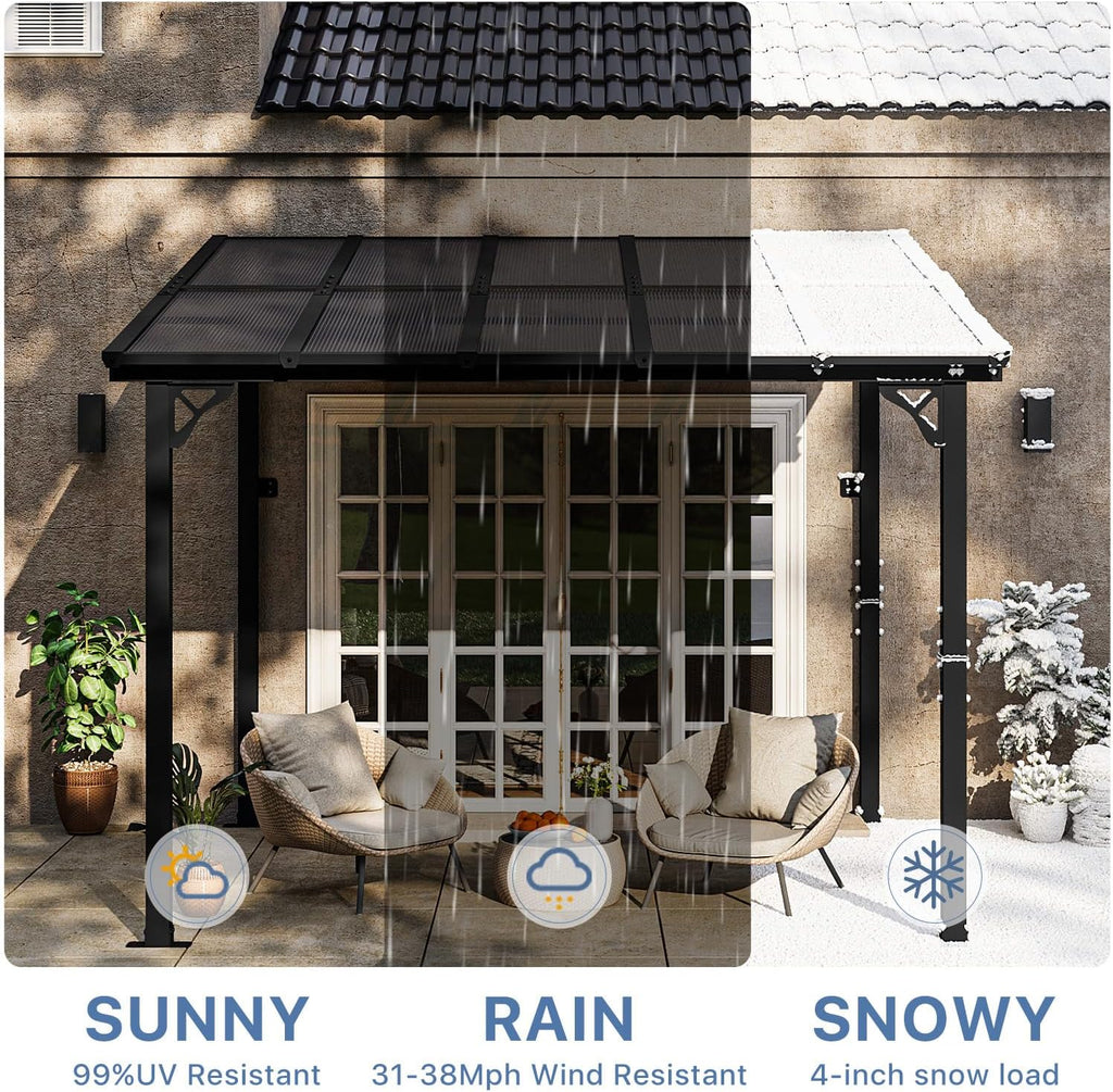 Gazebo for Patio 10' x 8', Gazebo Pergola with Sloped Roof, Large Wall-Mounted Heavy Duty Awnings, for Backyard, Deck, Patio