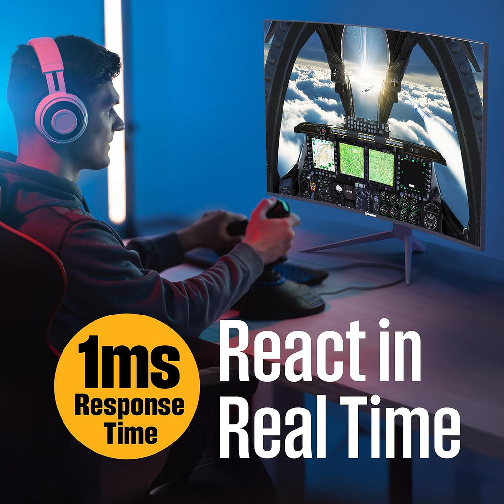 Westinghouse 32 Inch Curved Gaming Monitor, 165Hz, 1ms, FHD 1080P, 3000:1 Contrast Ratio, 118% SRGB, 1500R, AMD FreeSync, Eyecare, for PC Games with Built-in Speakers, DisplayPort, HDMIx2