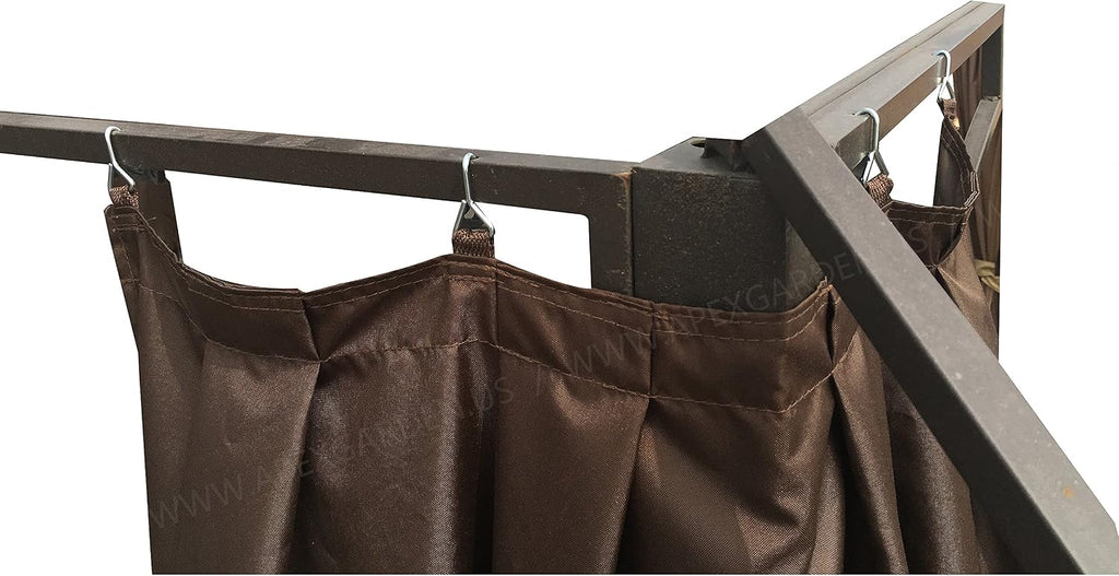 APEX GARDEN 4 Poles Brown Corner Curtain Set for Lowe's 10' x 12' Gazebo Model #GF-12S004BTO / GF-12S004B-1 (Corner Curtains Only) (Dark Brown)