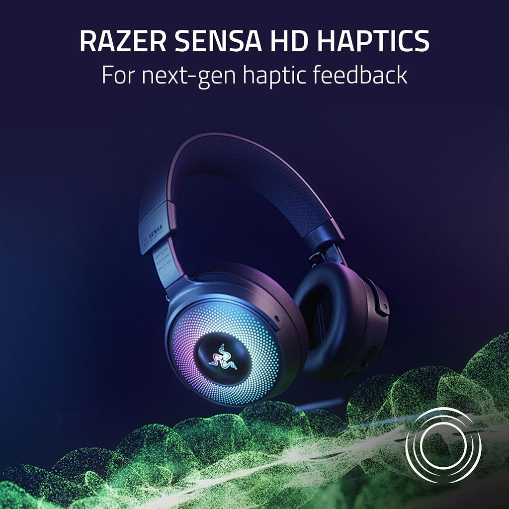 Razer Kraken V4 Pro Wireless Gaming Headset: OLED Control Hub - HD Haptics - 2.4GHz Wireless - Bluetooth - USB - 3.5 mm - Super Wideband Mic -(Renewed)