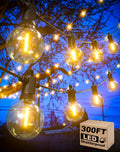Zuske Outdoor String Lights Waterproof, 300FT Patio Lights with 146 Shatterproof G40 Globe Bulbs(6 Spare), Connectable Dimmable LED Hanging String Lights for Outside Backyard Porch Balcony (150FT x 2)
