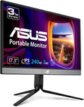 ASUS ROG Strix 17.3' 1080P Portable Gaming Monitor (XG17AHP)-FHD, IPS, 240Hz, Adaptive-Sync, Built-in Battery, ROG Bag, Tripod Stand, USB Type-C, Micro HDMI for Laptop, PC, Console, 3-Year Warranty