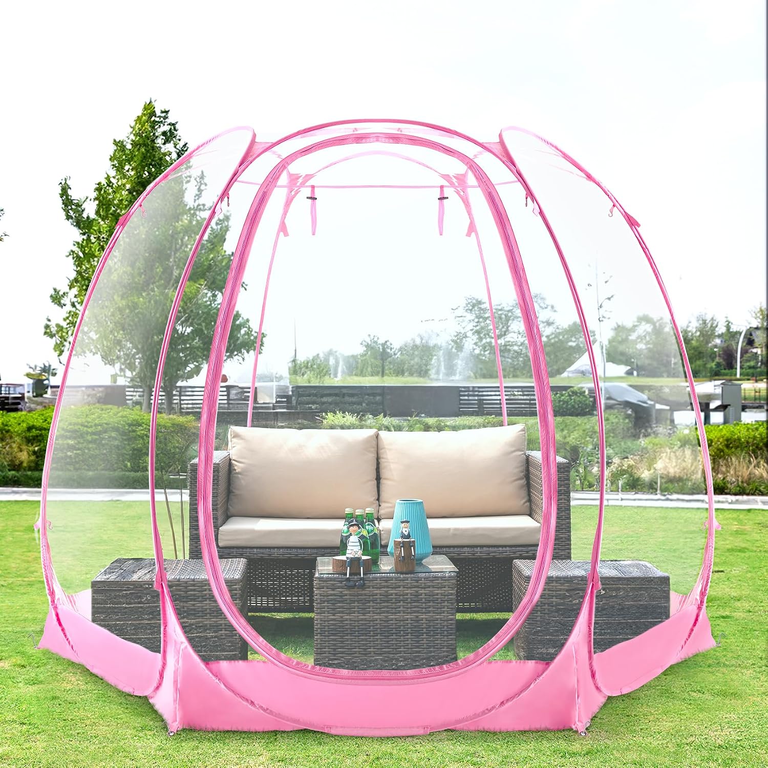 All Weather Proof Pod Pop Up Bubble Tent for 3-8 People, Large Oversize Dome House, Cold Protection Camping Tent, Winter Instant Igloo for Outdoor Activities