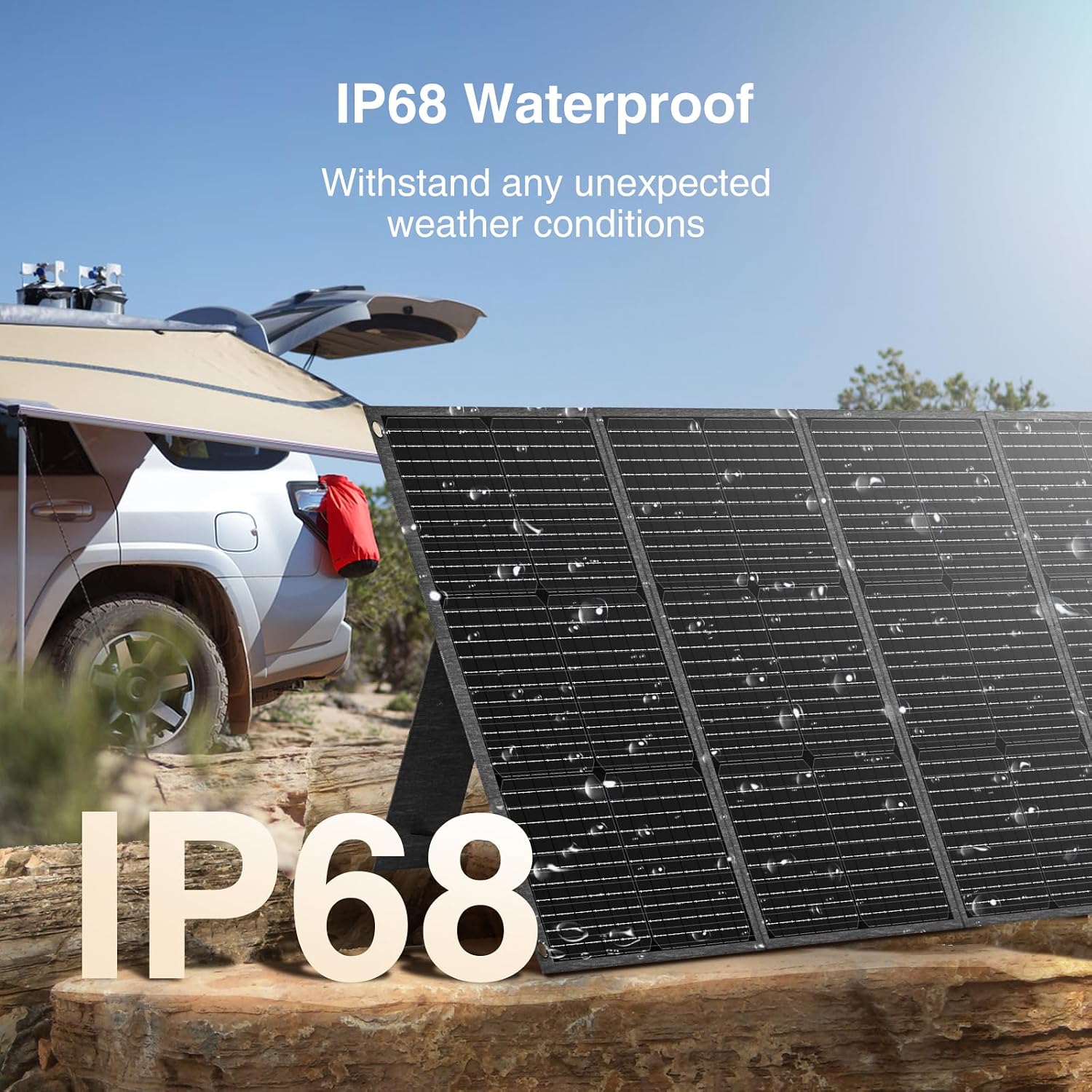 MARBERO 200W Portable Solar Panel for Power Station IP68 Waterproof 200 Watt Foldable Solar Charger >23% High Efficiency Compatible with Solar Generator for Camping RV Outdoor Cloudy