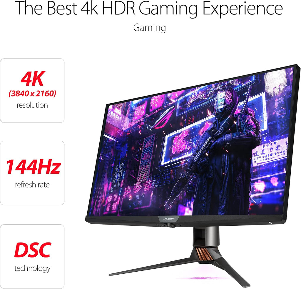 ASUS ROG Swift 32' 4K HDR 144Hz DSC Gaming Monitor (PG32UQX) - UHD (3840 x 2160), Mini-LED IPS, G-SYNC Ultimate, Local dimming, Quantum Dot Technology, DisplayHDR 1400, Eye Care, DisplayPort, HDMI