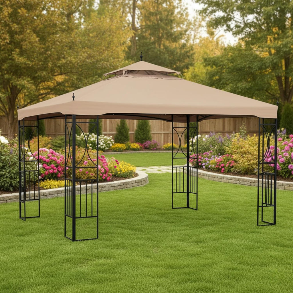 Garden Winds Reinforced RipLock 350 Replacement Canopy Top Cover Compatible with ABCCanopy Arrow Crescent 10' x 12' Gazebo Models TJ-288-1012, TJ2881012 - Beige