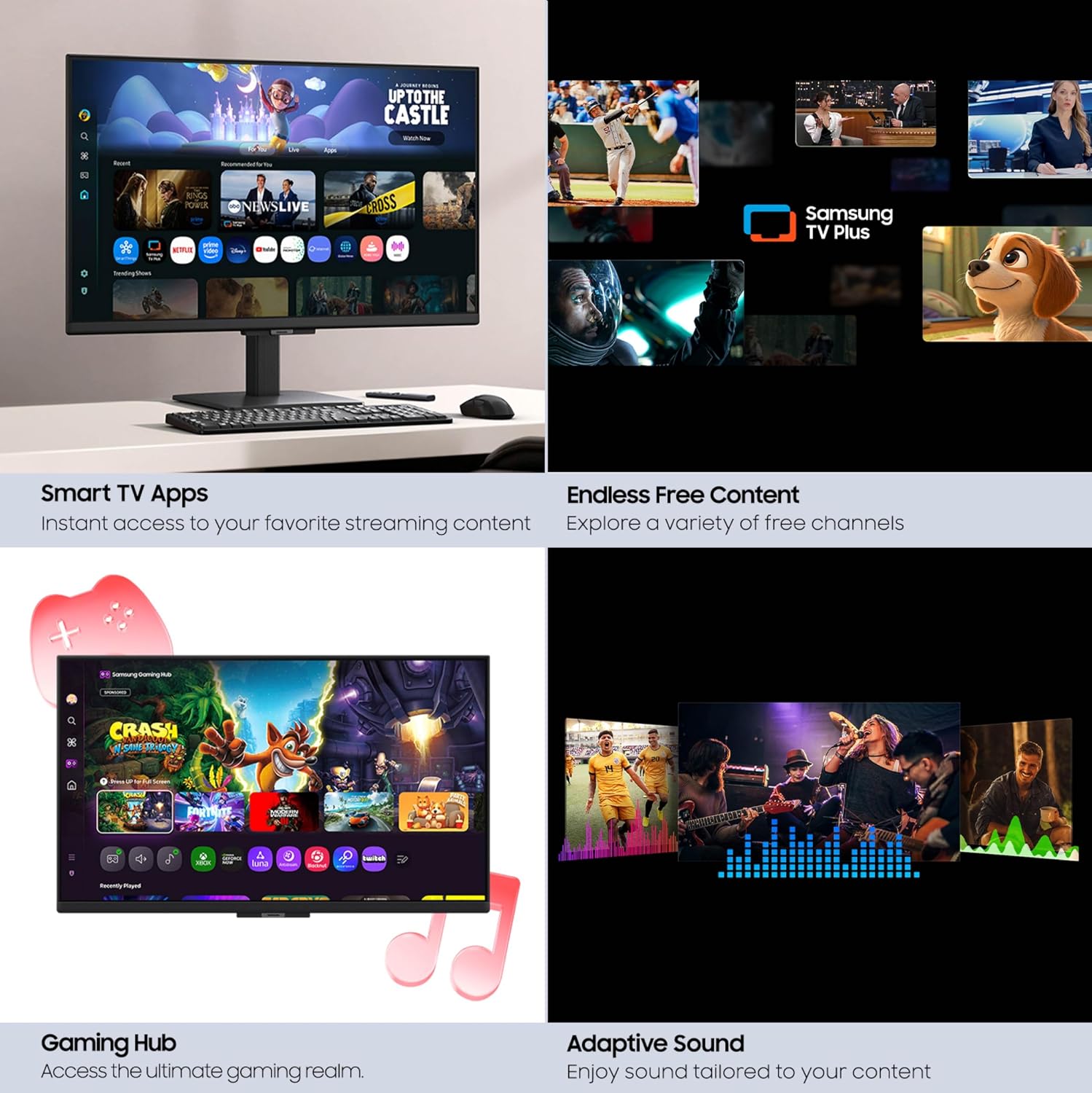 Samsung 27-Inch M5 (M50F) Series FHD Smart Monitor with Streaming TV, Speakers, HDR10, Gaming Hub, Multiple Ports, Workout Tracker, Vision Accessibility Tools, Black, LS27FM502ENXZA