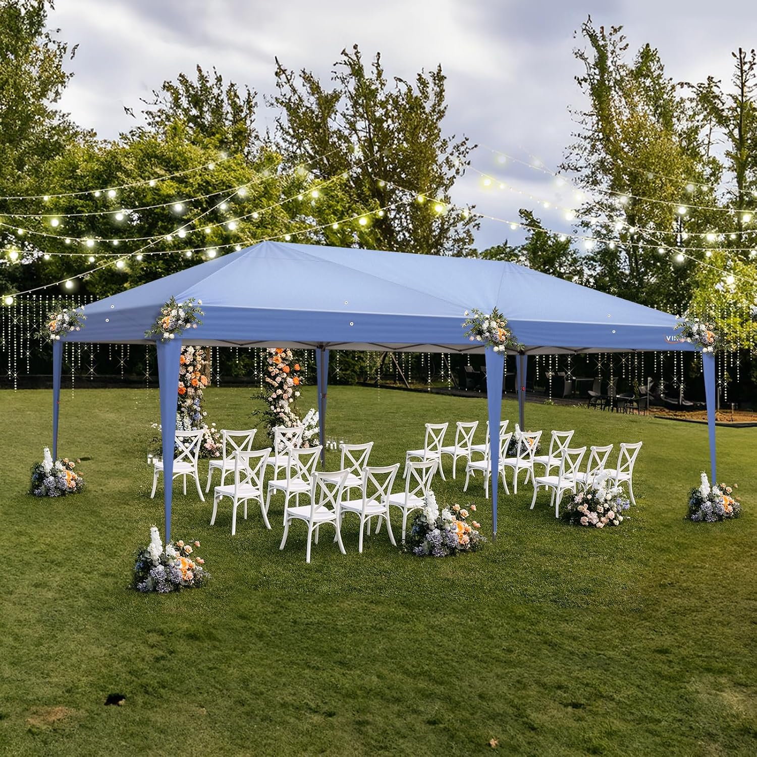 VINGLI 10x20 Pop Up Canopy Tent with Sidewalls, Outdoor Gazebo Canopy Tent, Patio Event Tents Outdoor Event Shelter for Parties (Blue)