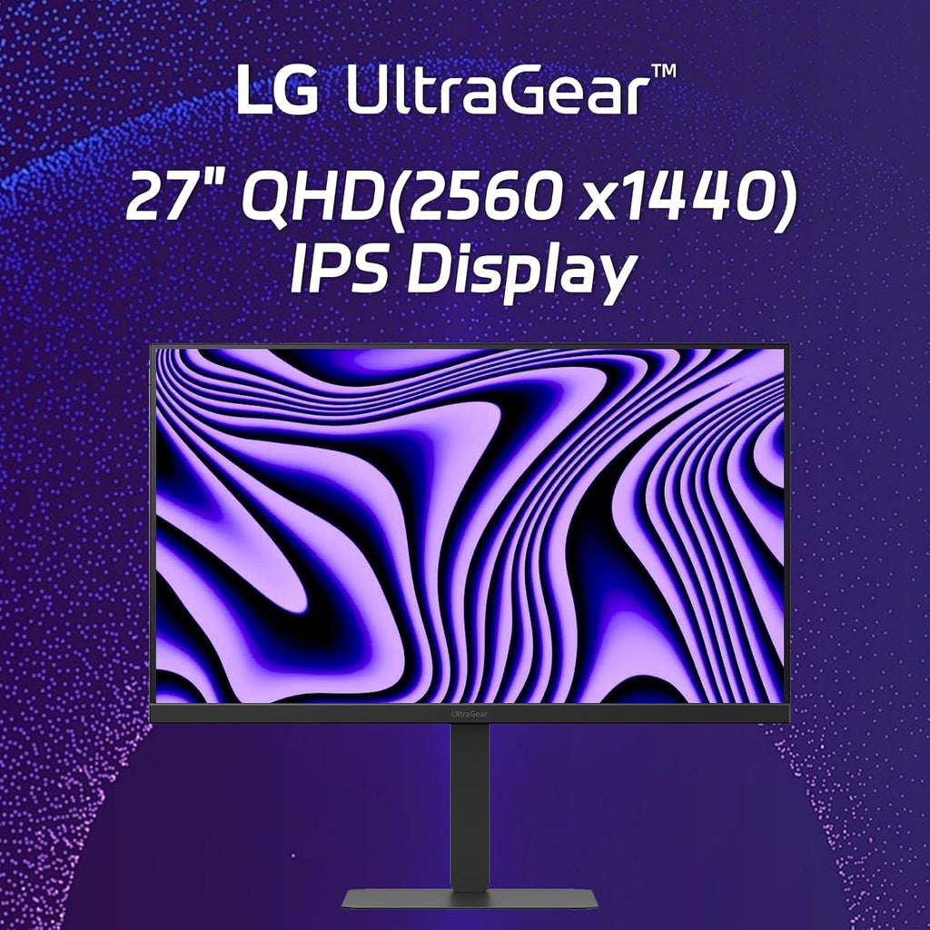 LG 27' QHD Ultragear Monitor, 300Hz, 1ms, NVIDIA G-Sync, AMD FreeSync Premium, VESA DisplayHDR 400,HDMI, Displayport, USB Type-C, Tilt/Height/Swivel & Pivot Adjustment Stand