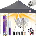Tradesparker 10x10 Pop Up Canopy Tent,Commercial Movable Canopy with ApexCore LED&Rugged Casters-Instant Easy Setup Shelter Canopies with Weight Bags&Stakes for Outdoor Events Markets Vendors,Grey