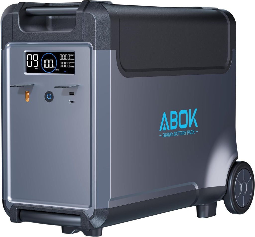 ABOK Ark3600 Portable Power Station Extra Battery for Ark3600, 3840Wh LiFePO4 Battery Electric Solar Generator for Garage, Home, Off-Grid Living,Car Refrigerator, Portable Air Conditioner
