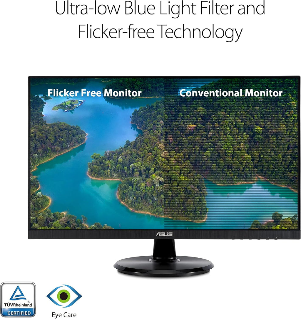 ASUS 23.8' 1080P Monitor (VA24DCP) - Full HD, IPS, 75Hz, USB-C 65W Power Delivery, Speakers, Adaptive-Sync/FreeSync, Low Blue Light, Flicker Free, VESA Mountable, Frameless, HDMI