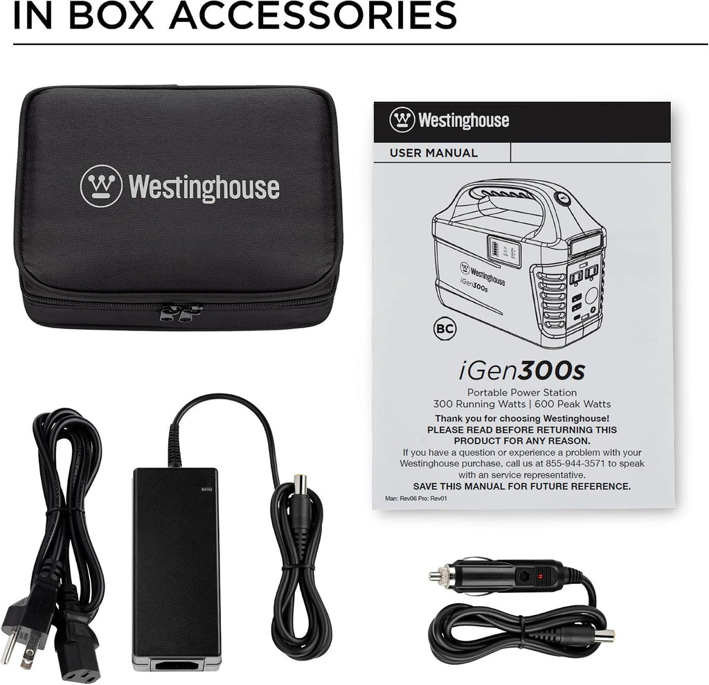 Westinghouse 296Wh 600 Peak Watt Portable Power Station and Solar Generator, Pure Sine Wave AC Outlet, Backup Lithium Battery for Camping, Home, Travel, Indoor/Outdoor Use (Solar Panel Not Included)