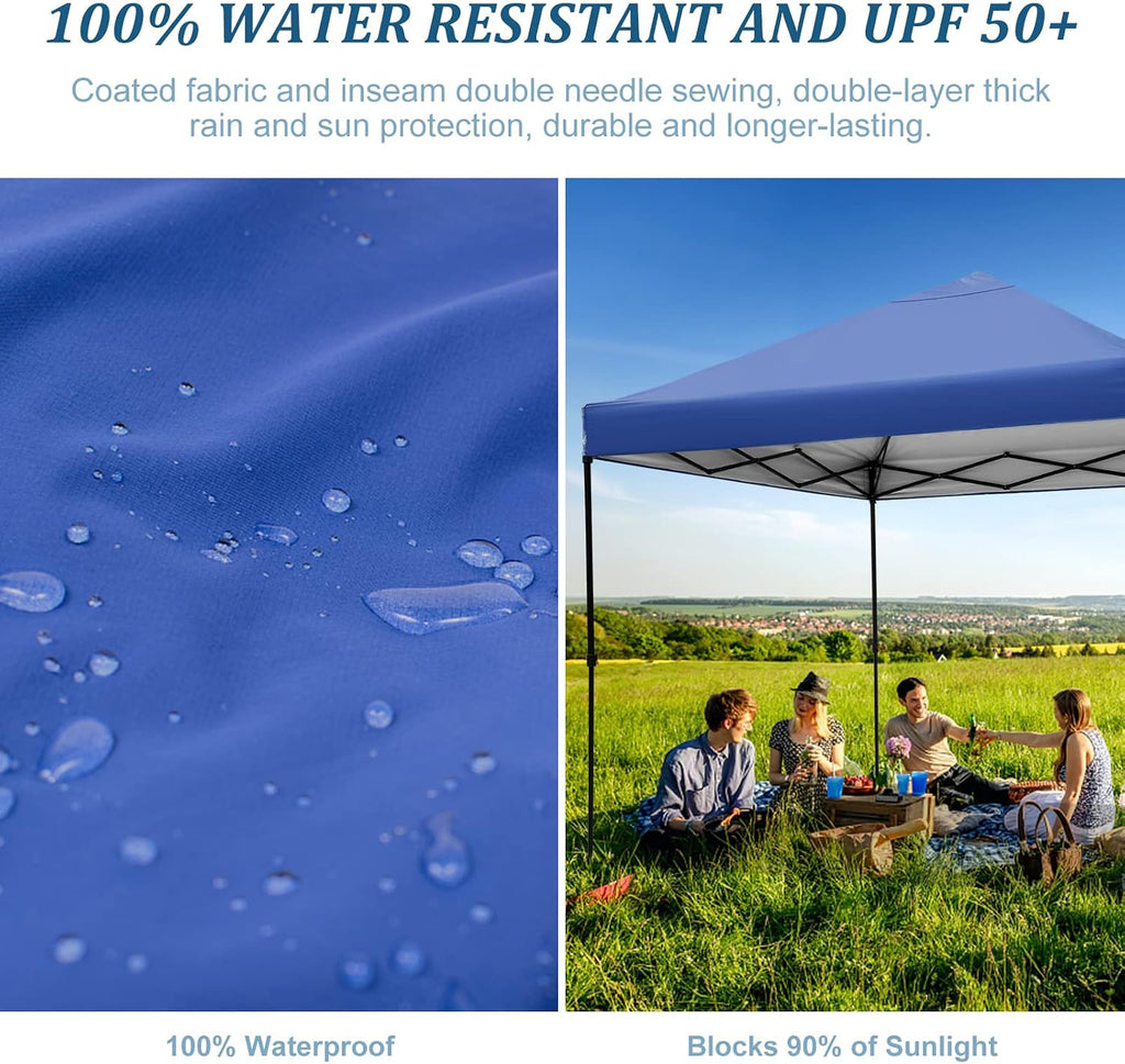 10x10ft Pop Up Canopy Tent, Commercial Grade Instant Shelter, Garden Tent Waterproof, Height Adjustable, Carrying Bag with Wheels for Camping, Parties, Celebrations
