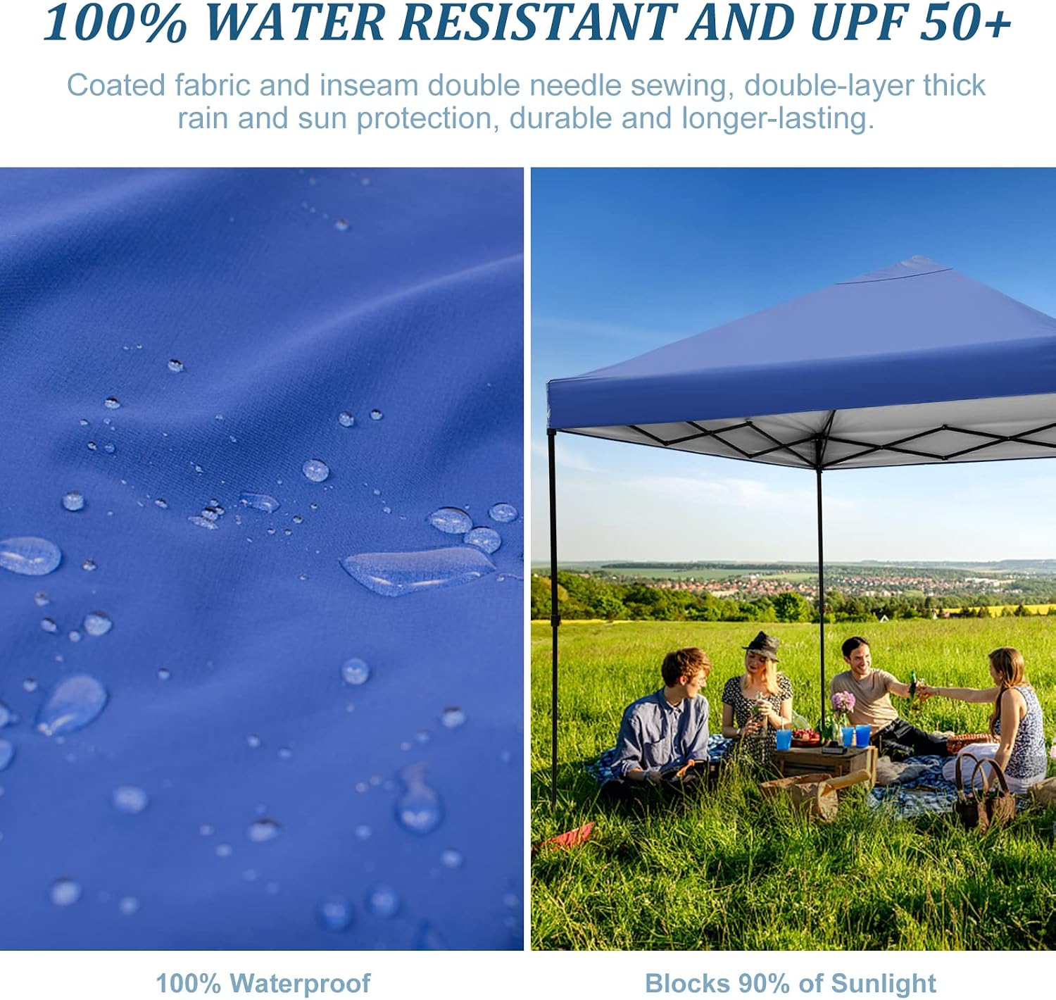 10x10ft Pop Up Canopy Tent, Commercial Grade Instant Shelter, Garden Tent Waterproof, Height Adjustable, Carrying Bag with Wheels for Camping, Parties, Celebrations
