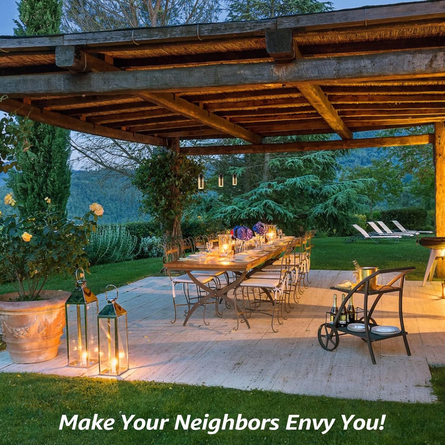 LEONLITE Low Voltage Hanging Lights Outdoor, LED Landscape Pendant Lights, UL Listed, 12V Hanging Tree Light for Gazebo, Pergola, Garden, Aluminum, IP65, 2700K Soft White, Brass Bronze, Pack of 4