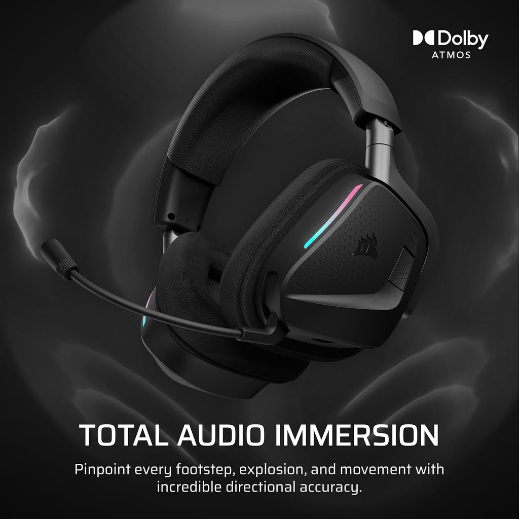 Corsair Void v2 MAX Wireless Gaming Headset for PC, PS5, PS4, Switch, Mobile - Simultaneous 2.4GHz+Bluetooth, Dolby Atmos, Sonarworks SoundID, 70Hr Battery, Fast Charging, Clear Microphone - Carbon