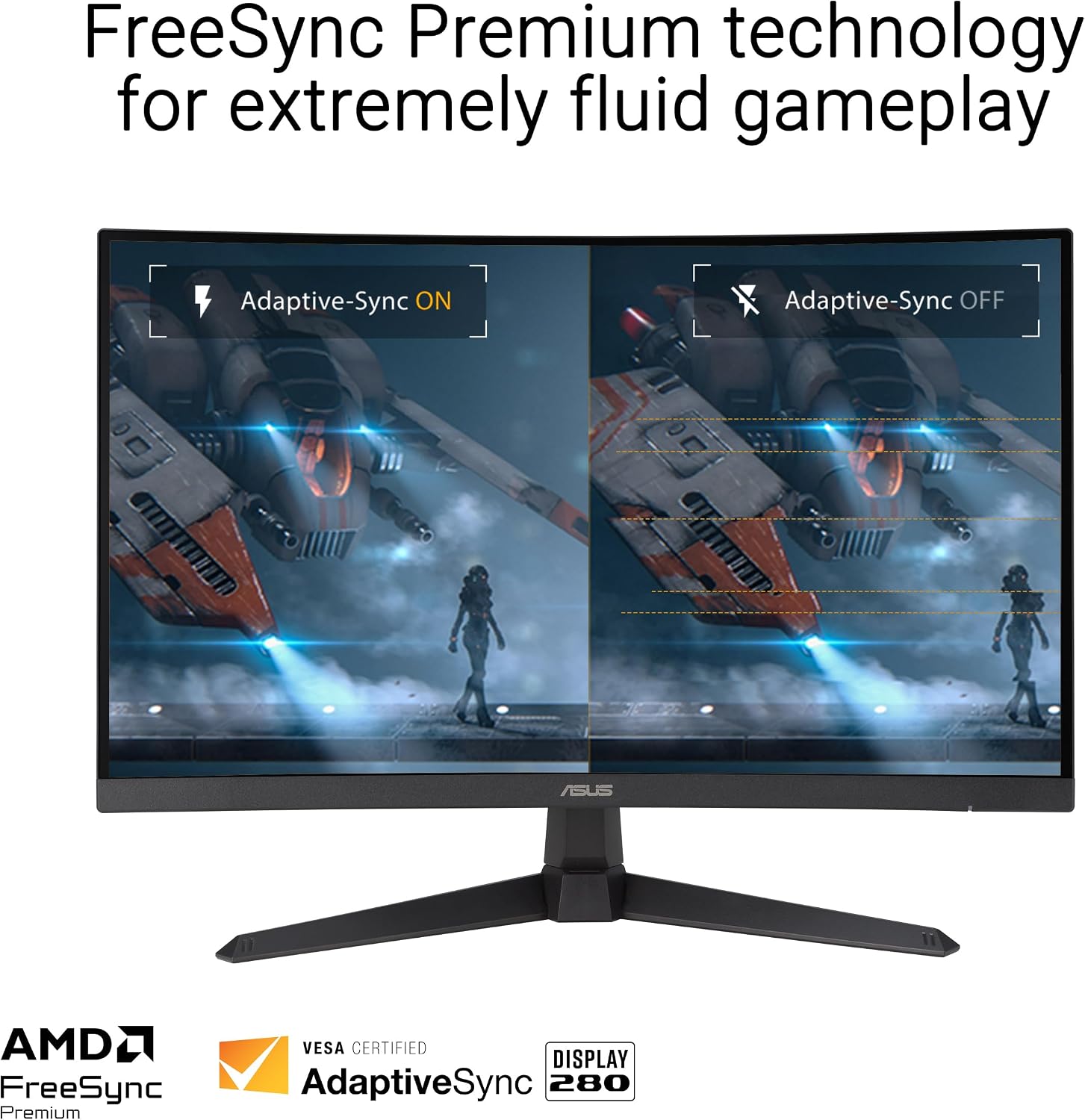 ASUS TUF Gaming 27' 1080P Curved Monitor (VG27VQM1B) – Full HD, 1500R, 280Hz, 1ms, Extreme Low Motion Blur, FreeSync Premium, Shadow Boost, Eye Care, 90% DCI-P3, DisplayWidget Center, 3 yr Warranty