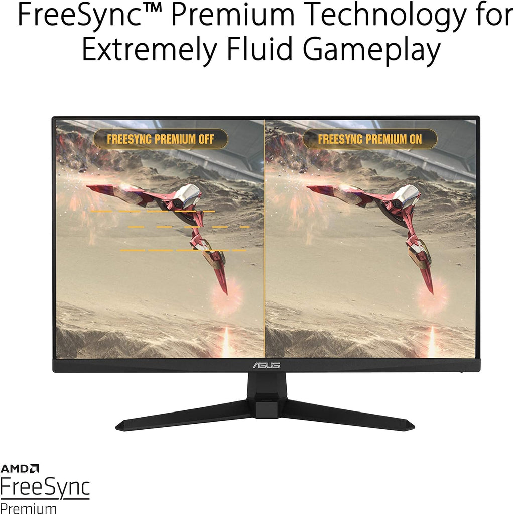 ASUS TUF Gaming 24' 1080P Monitor (VG249Q1A) - Full HD, IPS, 165Hz (Supports 144Hz), 1ms, Extreme Low Motion Blur, Speaker, FreeSync™ Premium, Shadow Boost, VESA Mountable, DisplayPort, HDMI