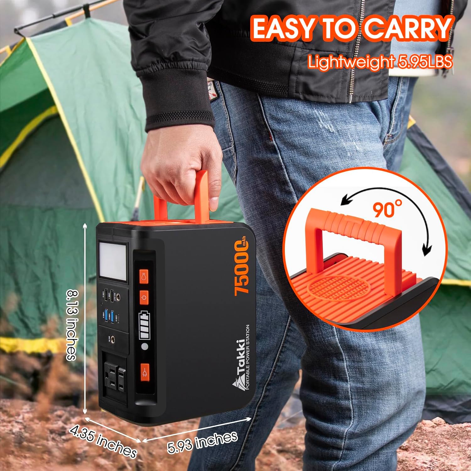 Takki 450W Peak Solar Generator 277Wh Portable Power Station with Solar Panels 40W Included 110V Pure Sine Wave AC Outlet DC USB Ports for Camping CPAP Emergency Tent Outdoor