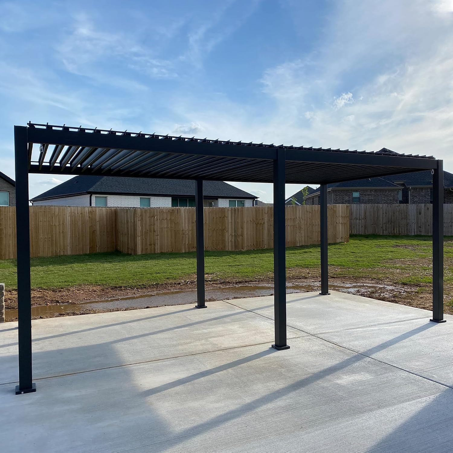 Domi Louvered Pergola 10×20 FT, Outdoor Aluminum Pergola with Adjustable Rainproof Roof and Drainage System, Metal Pergola Gazebo for Patio, Deck, Backyard, Grey