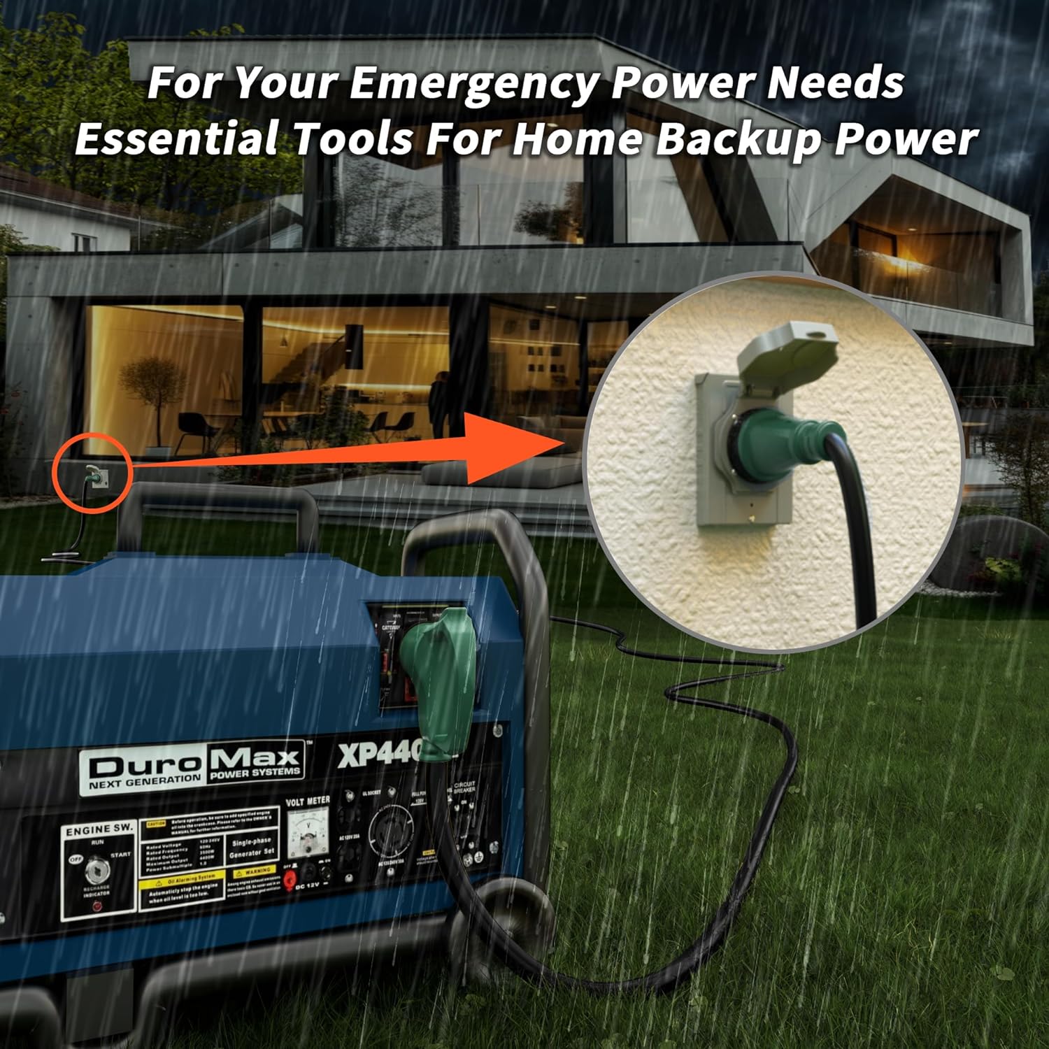 PlugSaf 40 Amp Generator Cord, 75FT 40 Amp RV Extension Cord with Twist Lock, Generator Cable 40A 4 Prong, NEMA 14-50P to SS2-50R Heavy Duty STW Wire for RV Camper & House