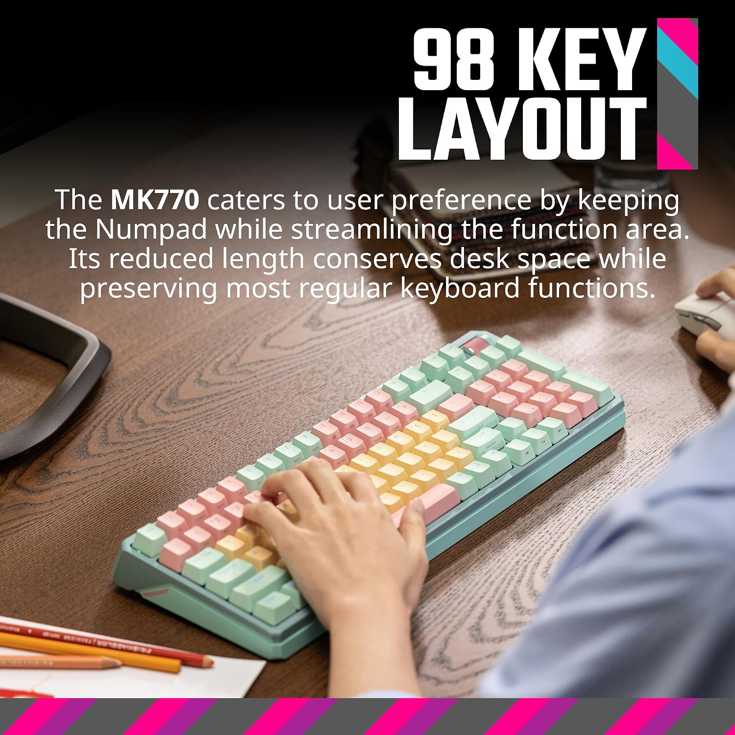 Cooler Master MK770 Macaron Wireless Mechanical RGB Gaming Keyboard, Kailh Box V2 Linear Red Switches, Gasket Structure, Hot-Swappable, Bluetooth|2.4GHz, Tactile 3-Way Dial, QWERTY (MK-770-MCKR1-US)