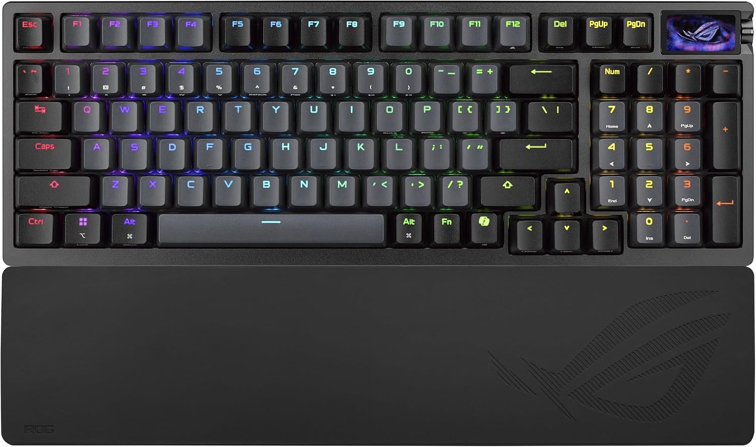 ASUS ROG Azoth 96 HE Wireless Hall Effect Gaming Keyboard – 96% Full-Size, Tri-Mode, Hot Swappable Magnetic Switch, Rapid Trigger, Speed Tap, 8K Hz Polling, Color OLED Screen, ABS Keycaps – Black