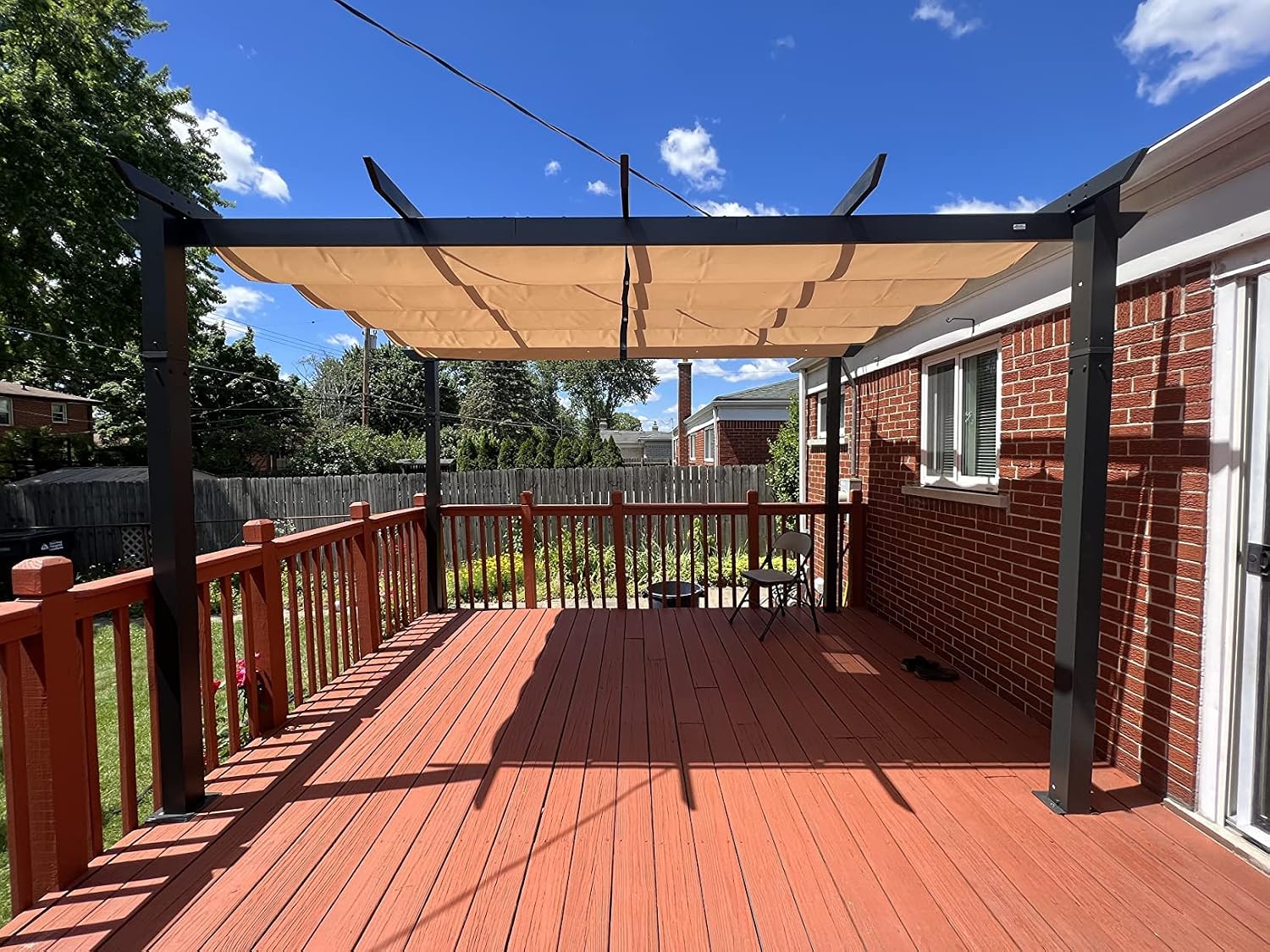 Domi Outdoor Living 10' X 13' Outdoor Retractable Pergola with Weather-Resistant Canopy Aluminum Garden Pergola Patio Grill Gazebo for Courtyard