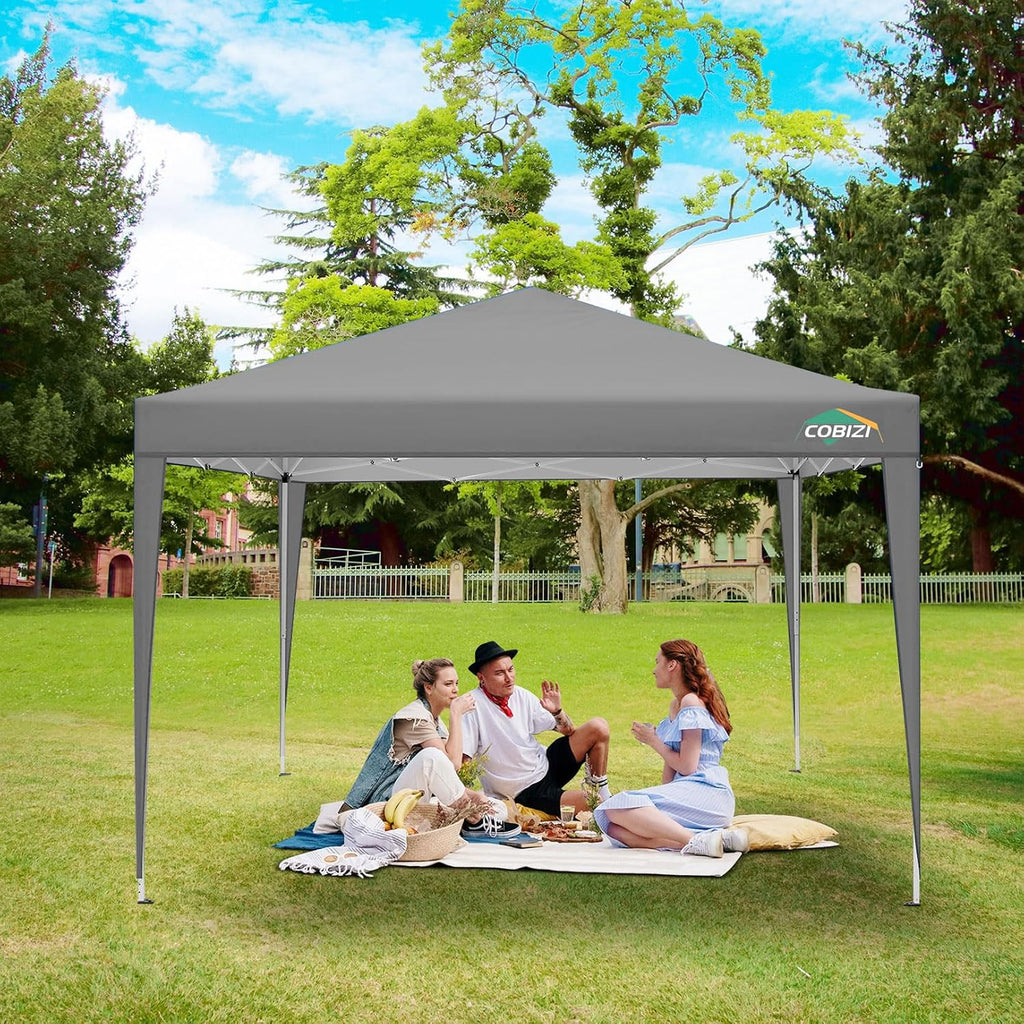 COBIZI 10x10 Pop Up Canopy Tent with 4 Sidewalls Party Tents for Parties Weddings Backyard Waterproof Commercial Instant Outdoor Events Tent with Stakes, Ropes（10 x 10 ft Gray