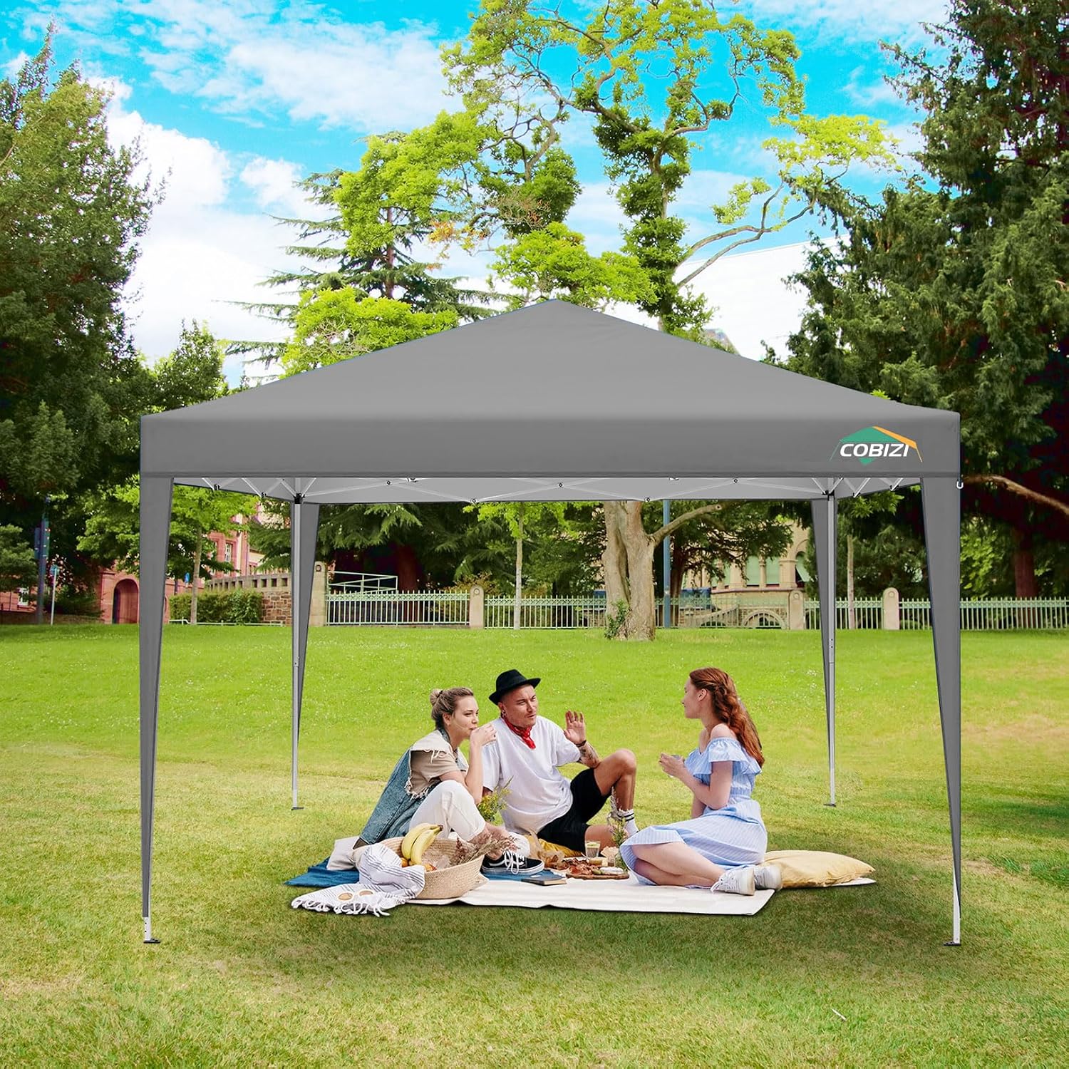 COBIZI 10x10 Pop Up Canopy Tent with 4 Sidewalls Party Tents for Parties Weddings Backyard Waterproof Commercial Instant Outdoor Events Tent with Stakes, Ropes（10 x 10 ft Gray