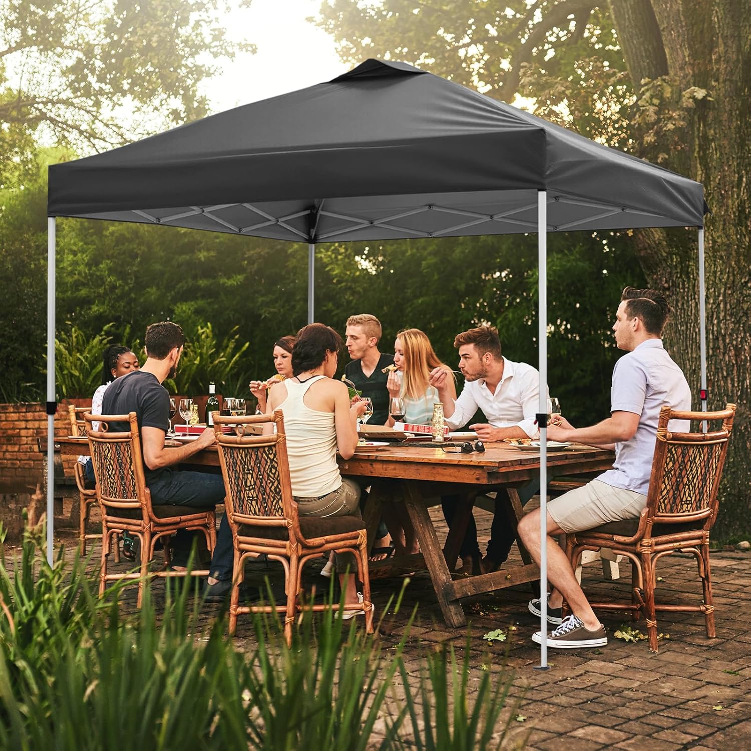VINGLI 10x10 Pop Up Canopy Tent with 4 Sidewalls & Sandbags, Outdoor Pop Up Gazebo, Tents for Parties Easy up Canopy for Events, Parties, Camping