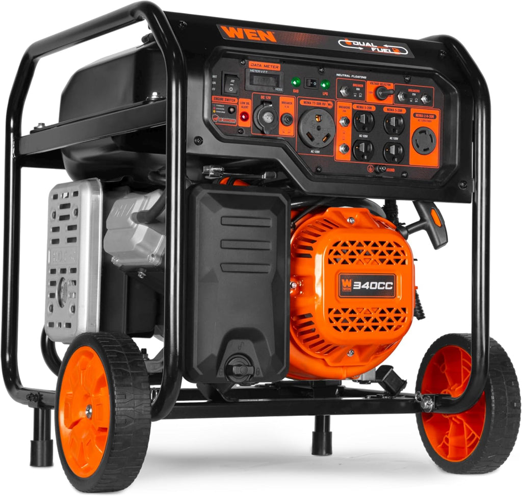 WEN 8000-Watt 120V/240V Dual Fuel Portable Generator, Electric Start, 340cc, Transfer-Switch and RV-Ready with CO Watchdog (DF8000X)