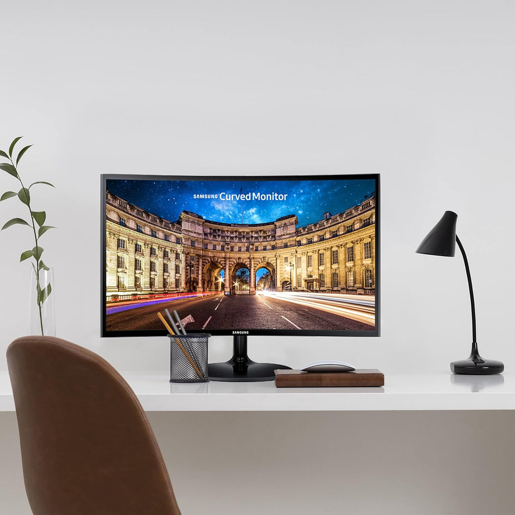 SAMSUNG 24 Inch Curved Computer Monitor, LC24F390FHNXZA LED Screen 60Hz Full HD 1080P Gaming Slim Design for Home and Office use, Black Mouse Pad Included