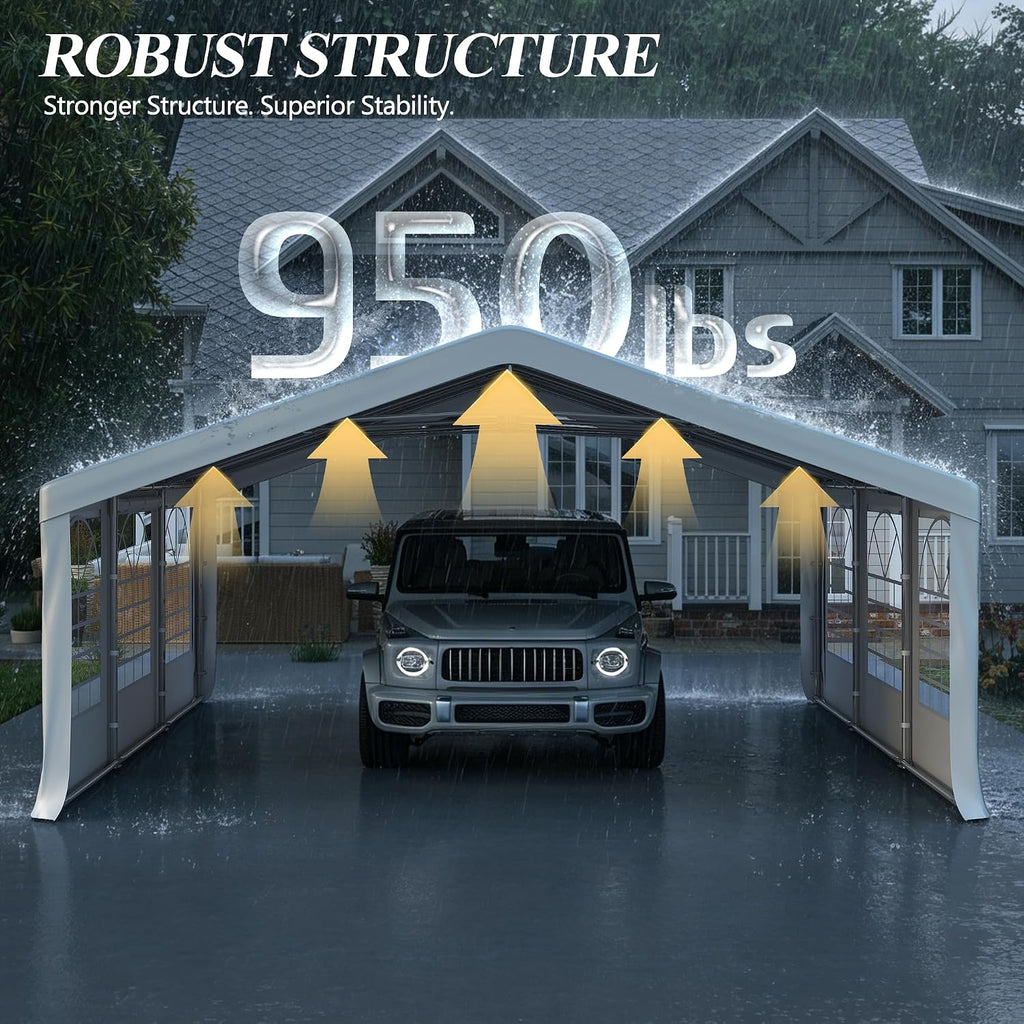 GARTOO 20' x 20' Canopy Party Tent & Carport - Heavy Duty Outdoor Wedding Gazebo with 4 Sand Bags, Event Shelter Canopy for Outdoor Event, Wedding, Birthday Party