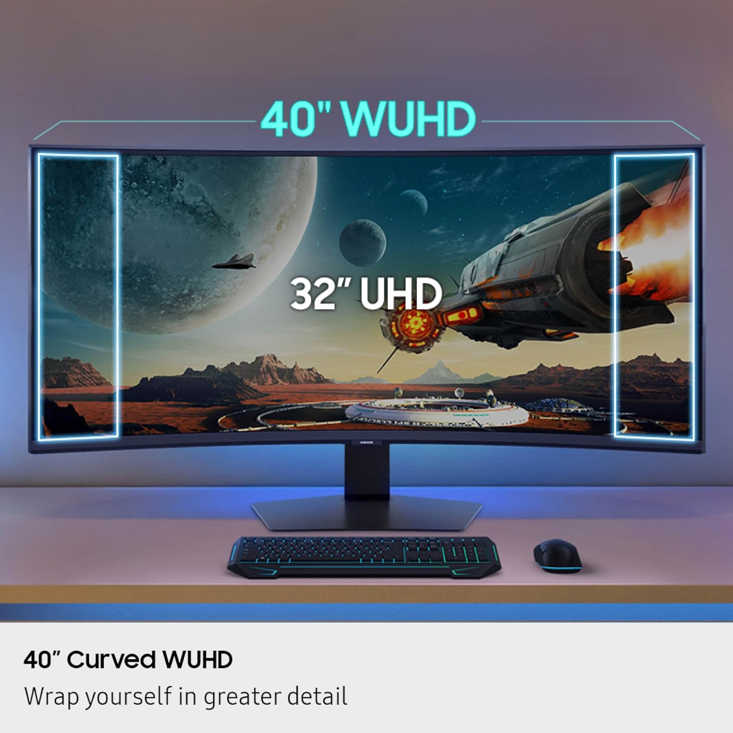 Samsung 40' Odyssey G7 (G75F) WUHD Resolution, 180Hz, Curved Gaming Monitor, 1ms Response Time (GtG), VESA DisplayHDR™ 600, AMD FreeSync™ Premium Pro, LS40FG75DENXZA, 2025